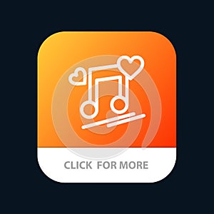 Music Node, Node, Lyrics, Love, Song Mobile App Button. Android and IOS Line Version
