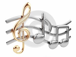 Music note 3D. Music composition. Isolated