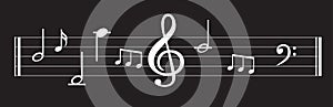 Music note background with symbols
