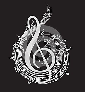 Music note background with symbols