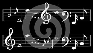 Music note background with symbols