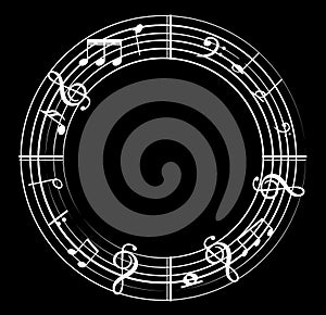 Music note background with symbols