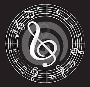 Music note background with symbols