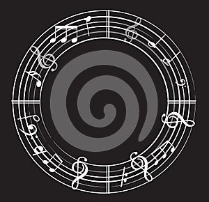 Music note background with symbols