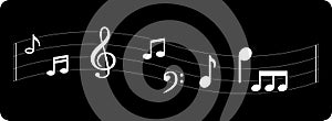 Music note background with symbols