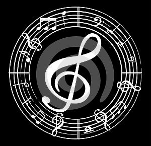 Music note background with symbols