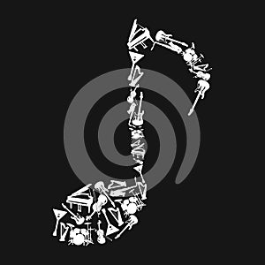 Music note on black background. Including musical instruments. Vector eps 8 photo