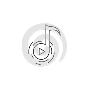 Music note button vector icon symbol isolated on white background