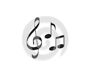 Music note clef icon vector logo design template