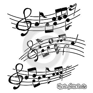 Music note design element in doodle style