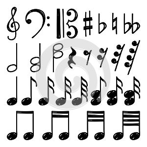 Music note design element in doodle style.