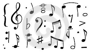 Music note doodle drawn style