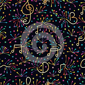 Music note firework colorful seamless pattern photo