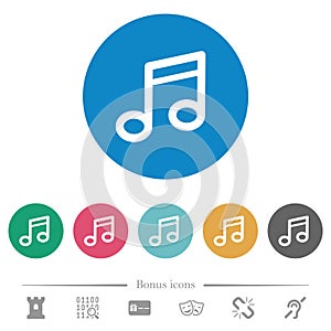 Music note flat round icons