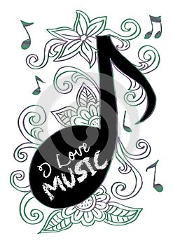 Music Note with floral.