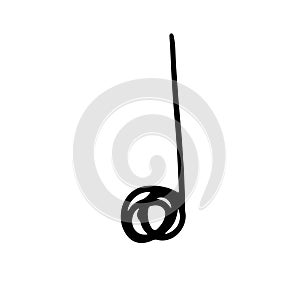 Music note hand drawn and doodle design. Sketch of melody and musical symbol in black silhouette style. Creative music icon