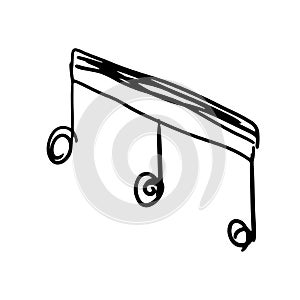 Music note hand drawn and doodle design. Sketch of melody and musical symbol in black silhouette style. Creative music icon