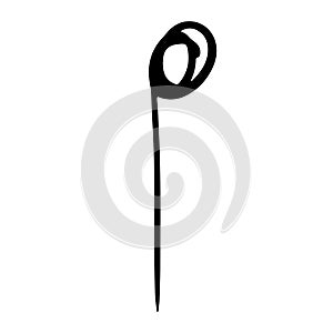 Music note hand drawn and doodle design. Sketch of melody and musical symbol in black silhouette style. Creative music icon