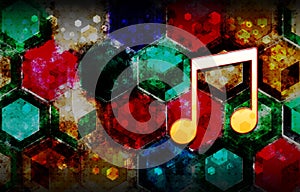 Music note icon abstract 3d colorful hexagon isometric design illustration background