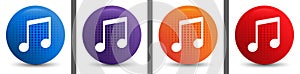 Music note icon abstract halftone round button set