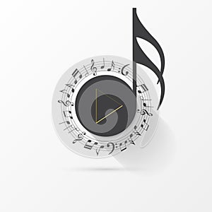 Music note Icon. Creative symbol with play button. Vector