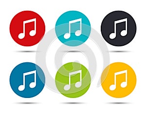 Music note icon flat round button set illustration design