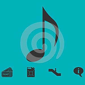 Music note icon flat