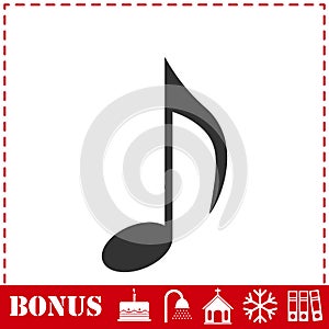Music note icon flat