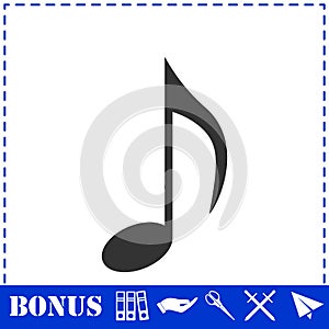 Music note icon flat