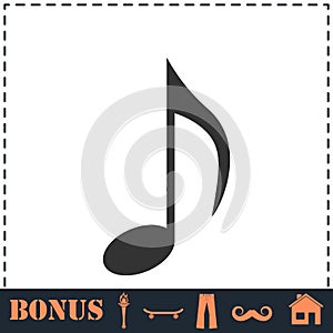 Music note icon flat