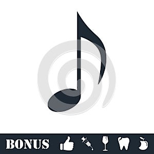 Music note icon flat