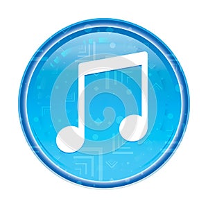 Music note icon floral blue round button