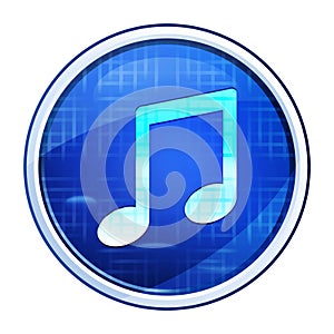 Music note icon futuristic blue round button vector illustration