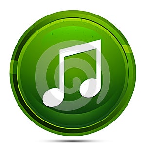 Music note icon glassy green round button illustration