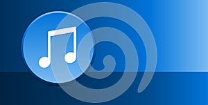 Music note icon glassy modern blue button abstract background