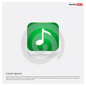 Music note icon Green Web Button