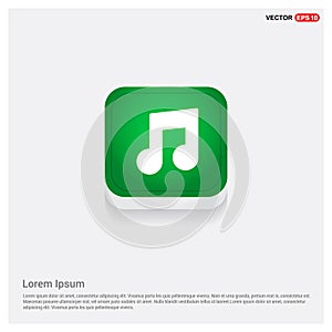 Music note icon Green Web Button