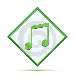 Music note icon modern abstract green diamond button