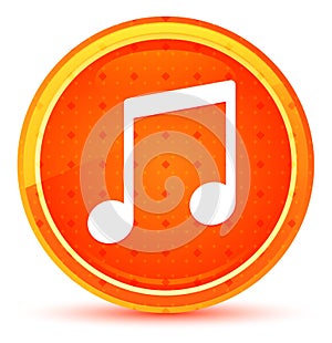 Music note icon natural orange round button