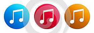 Music note icon premium trendy round button set
