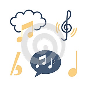 Music note icon set. Collection of sound symbol, melody sign