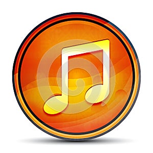 Music note icon shiny bright orange round button illustration