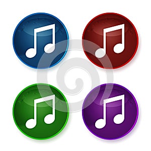 Music note icon shiny round buttons set illustration