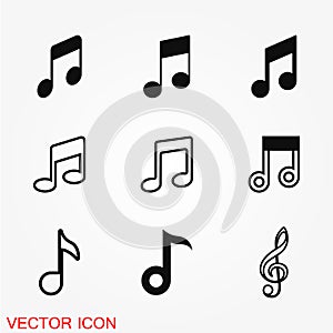 Music note icon vector