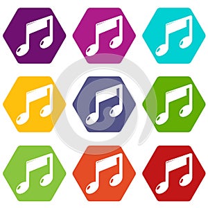 Music note icons set 9 vector