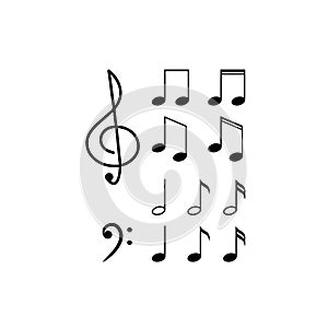 Music note icons set in vector