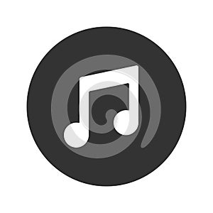 Music note key button icon. Song melody on circle shape symbol. Push click media player. New EPS 10 Vector illustration