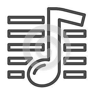 Music note line icon, Music festival concept, melody sign on white background, note icon in outline style for mobile