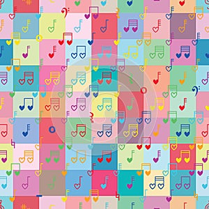 Music note love symmetry colorful seamless pattern