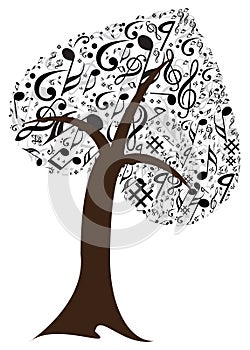 Music note with music tree